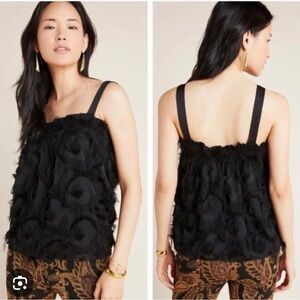 Anthropology Black Feather Textured Top